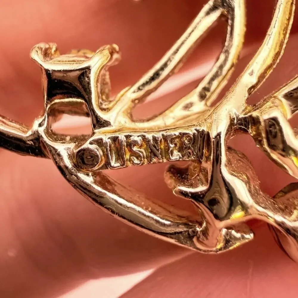 Vtg Signed Lisner MCM Brooch Floral Branch Brown Crystal Rhinestone Gold Tone